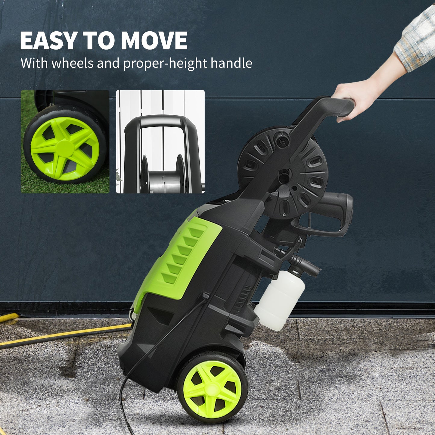 Outsunny 2200W High Pressure Washer, 170 Bar Pressure, 420 L/h Flow, Portable Electric Power Washer Jet Wash Cleaner with Adjustable Nozzle 6M Hose and Hose Reel for Home Patio Car Driveway