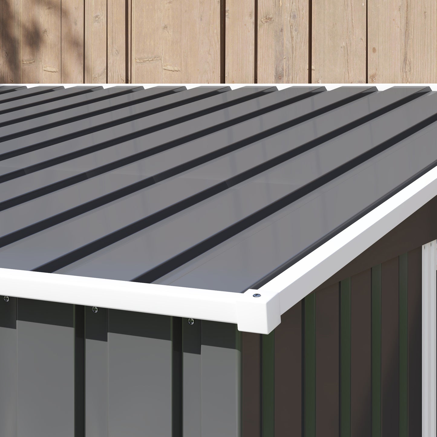 Outsunny 7 x 5ft Galvanised Metal Shed, with Sliding Door - Dark Grey