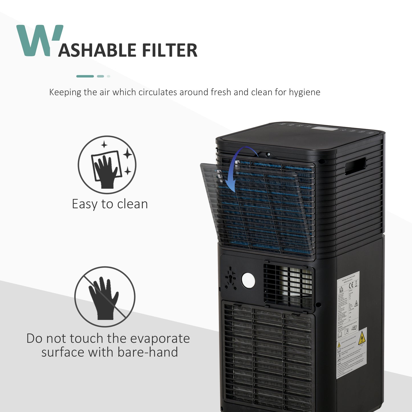 HOMCOM 5000 BTU 4-In-1 Portable Air Conditioner Unit Cooling Dehumidifying Ventilating for Room up to 18m², with Fan, Remote, 24H Timer, Window Mount Kit, R290, A Energy Efficiency