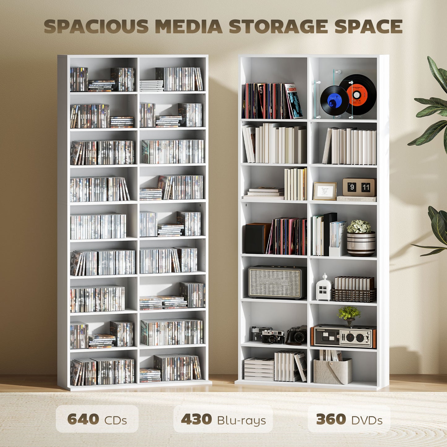 HOMCOM 640 CD Storage Tower - White
