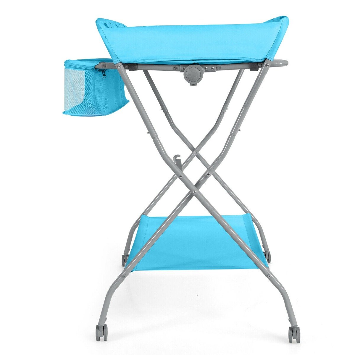 Rolling Baby Changing Table with Large Storage Basket-Blue