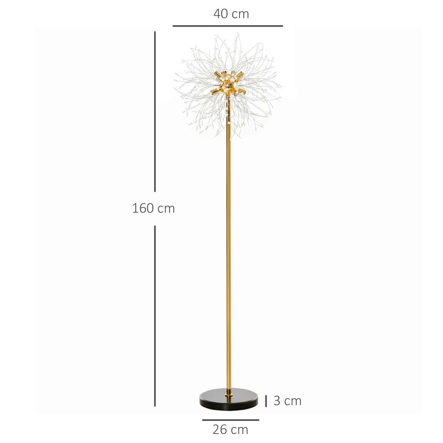 HOMCOM 160cm Dandelion-Crystallite Floor Lamp, with Foot Switch