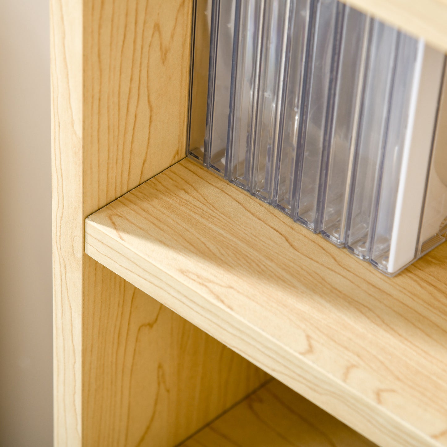 HOMCOM 204 CD Tall Narrow Media Storage Tower - Oak Tone