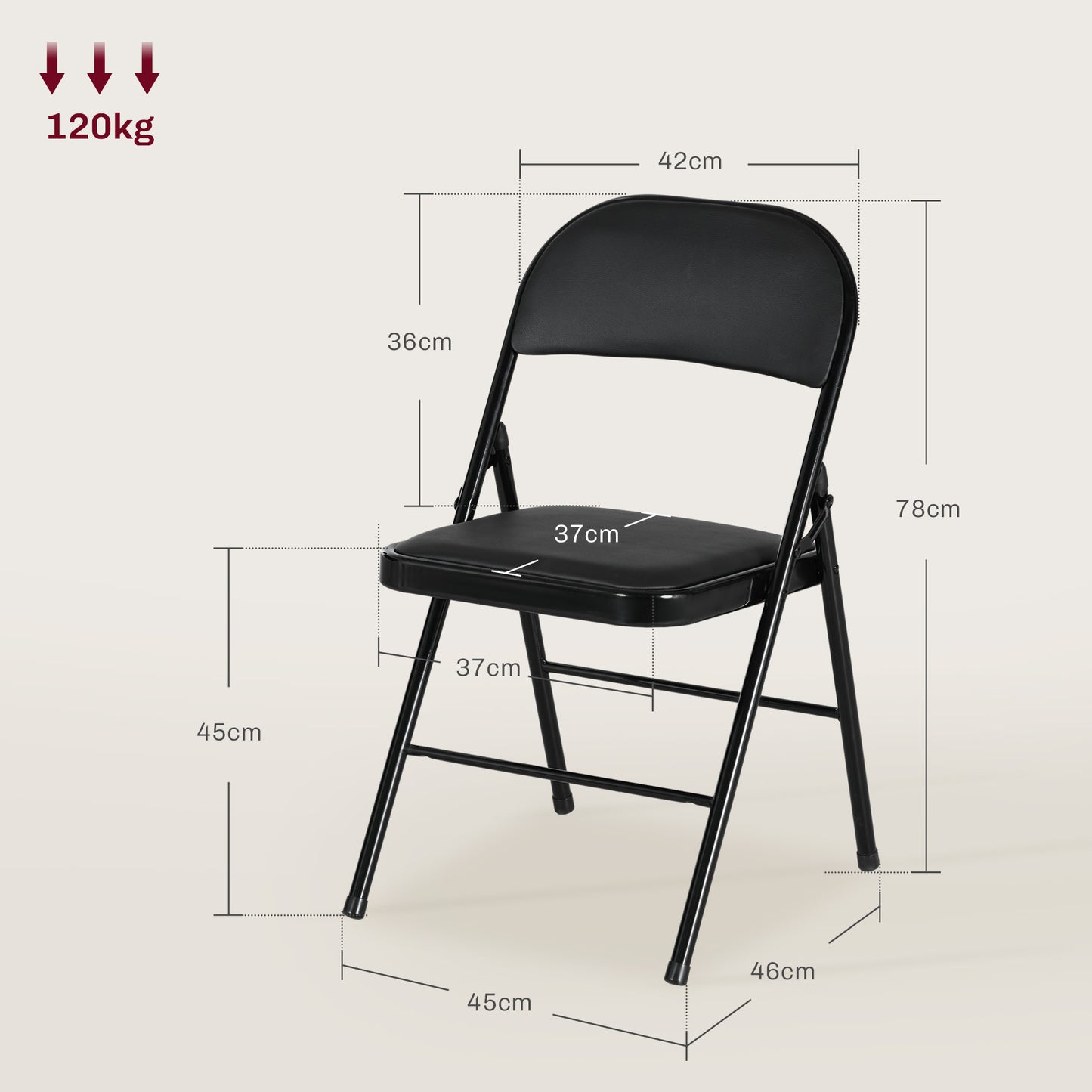 HOMCOM Set of Four Cushioned Folding Chairs - Black