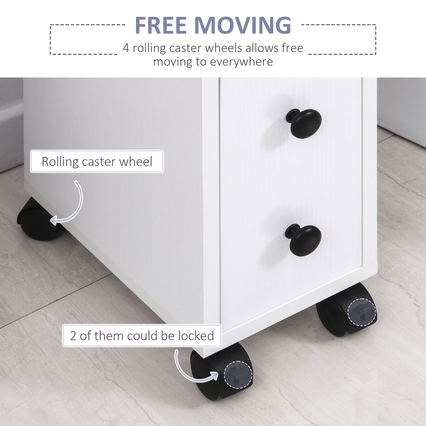 kleankin Slimline Bathroom Storage Cabinet - White