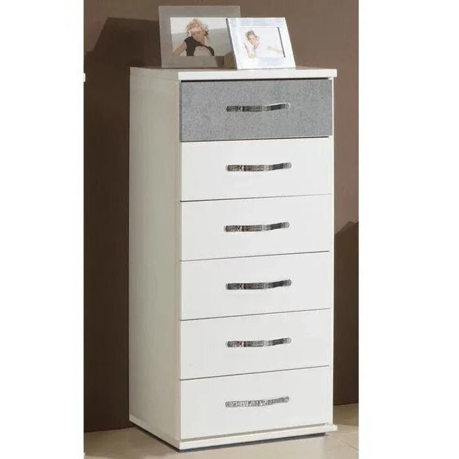 White Chest of Drawers DAYTON Tallboy Medium Chest, 6 Drawers