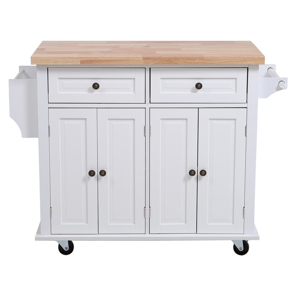 83cm Height Modern Rolling Wooden Kitchen Island Cart with Storage Cabinet