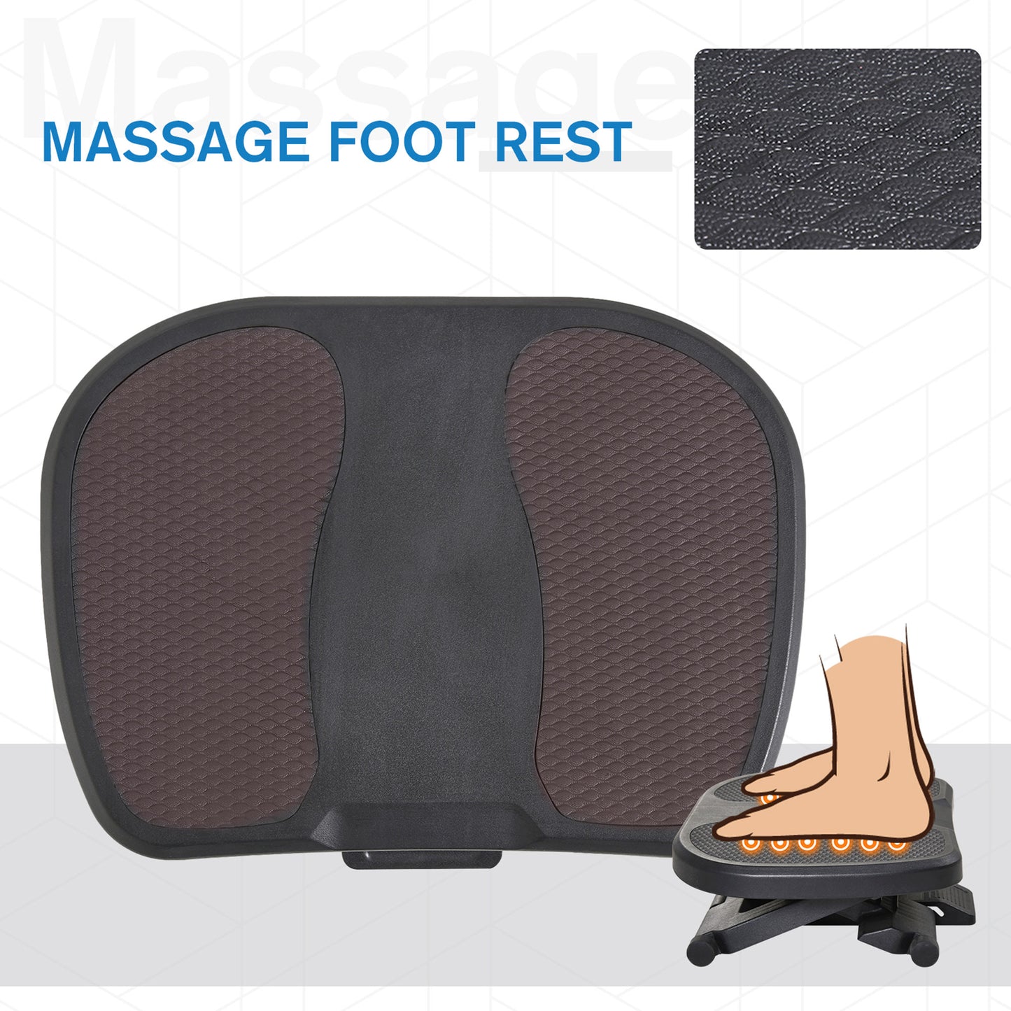 HOMCOM 0-30° Three-Height Under-Desk Support Footrest - Black