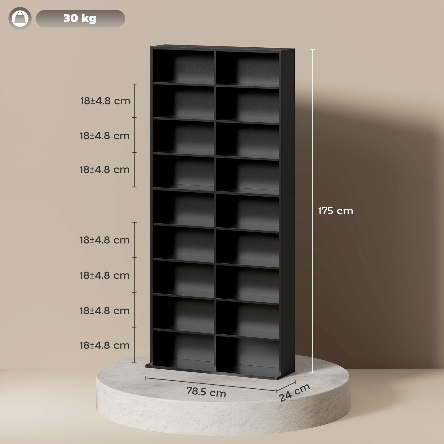 HOMCOM 640 CD Storage Tower - Black