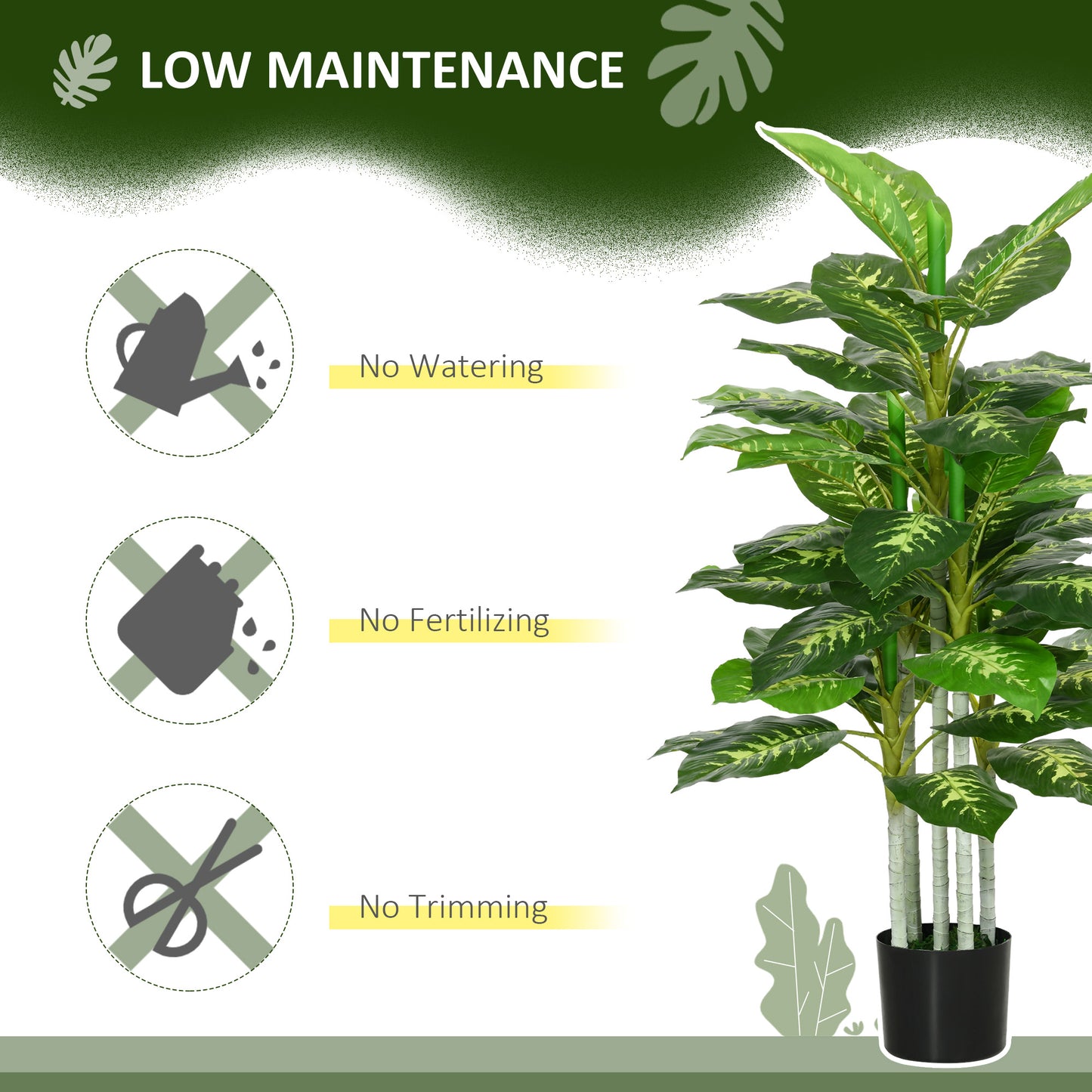 HOMCOM Artificial Evergreen Tree Fake Decorative Plant in Nursery Pot for Indoor Decor, 120cm