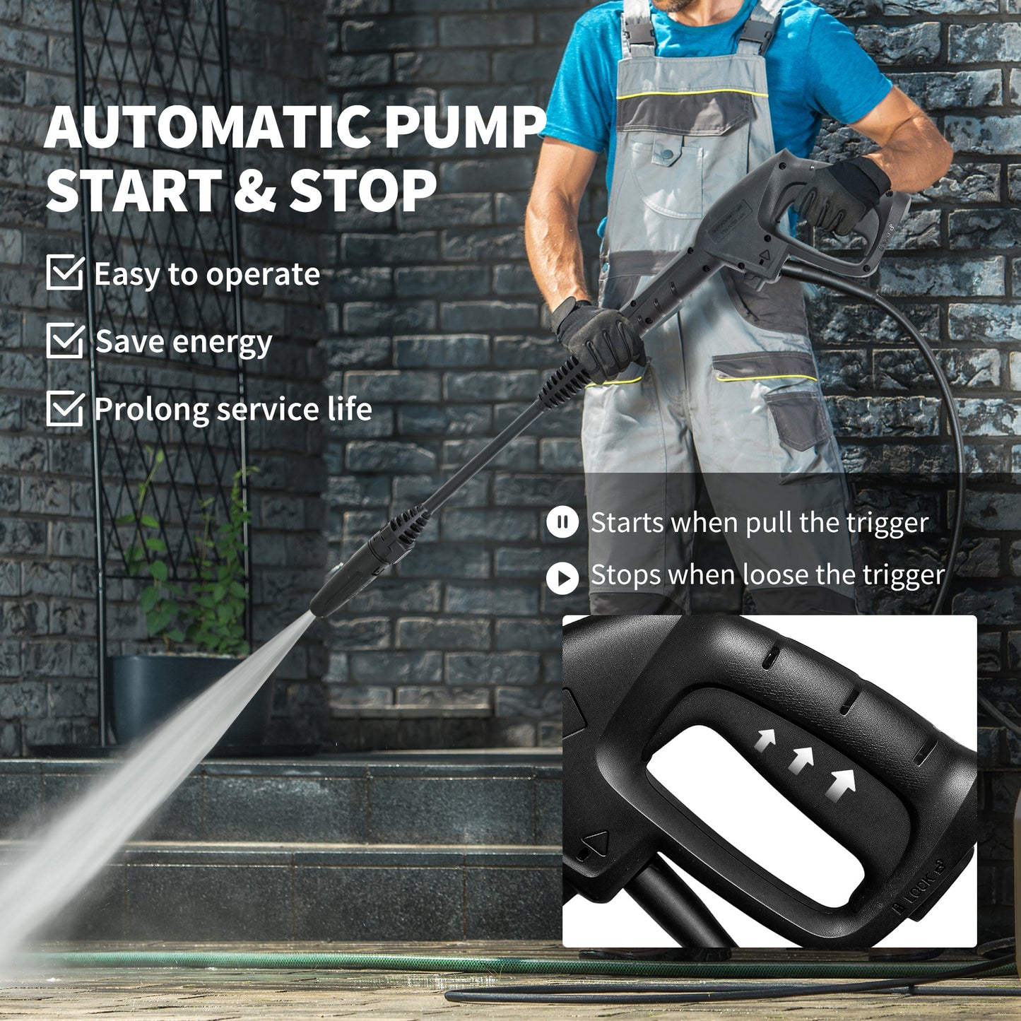 Outsunny 1800W High Pressure Washer, 150 Bar Pressure, 420 L/h Flow, Portable Electric Power Washer Jet Wash Cleaner with Adjustable Nozzle, 6M Hose, Steel Handle for Home Patio Car Driveway, Green