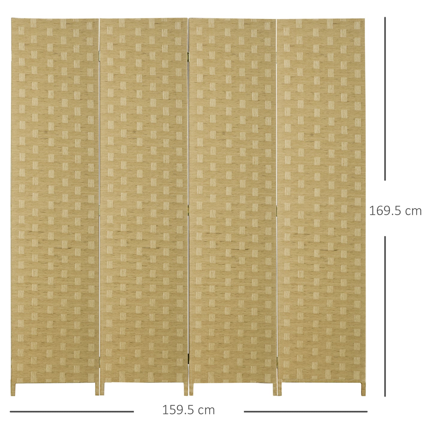 HOMCOM 4-Panel Room Dividers, Wave Fibre Freestanding Folding Privacy Screen Panels, Partition Wall Divider for Indoor Bedroom Office, 170Â cm, Brown