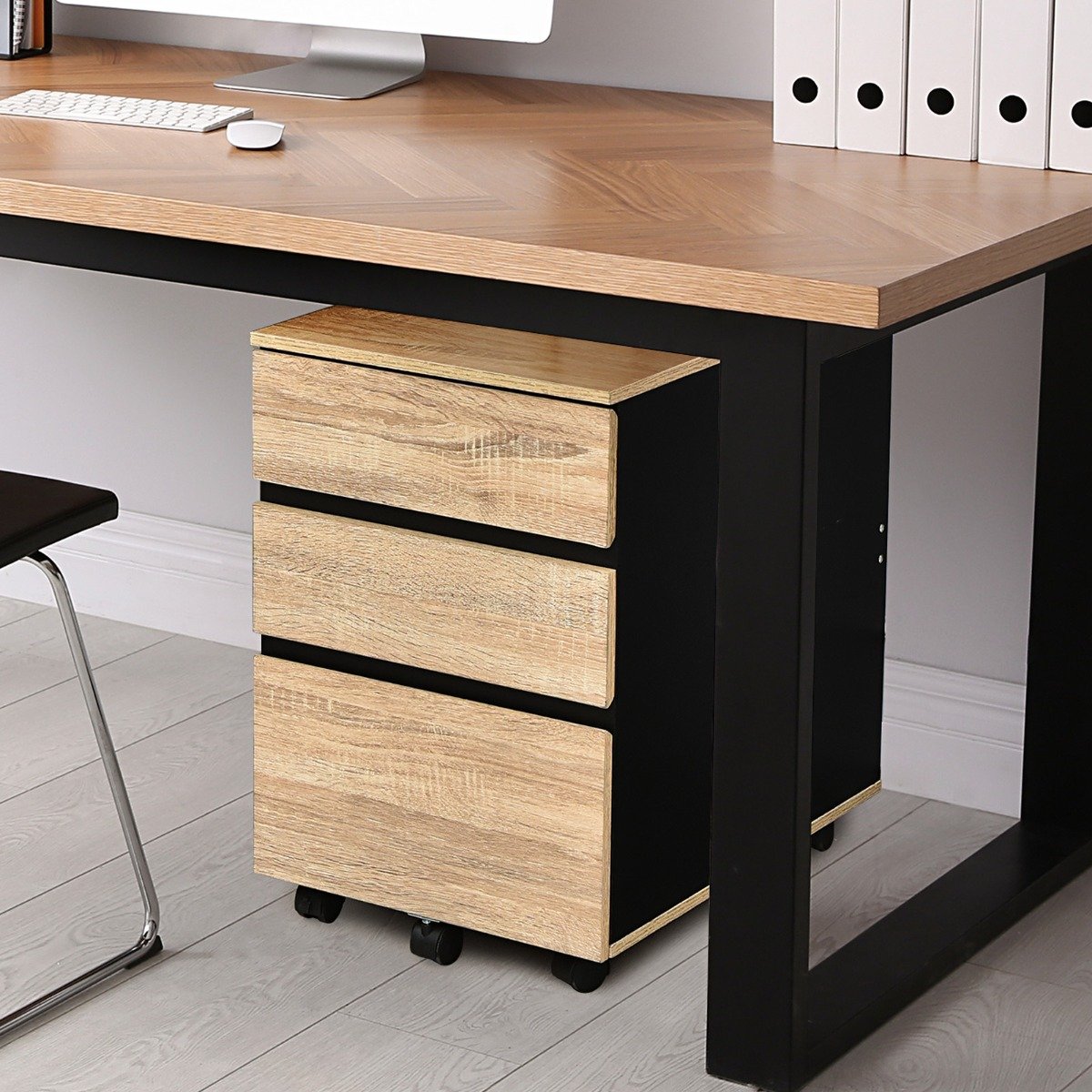 3-Drawer Mobile File Cabinet Vertical Filling Cabinet Under Desk