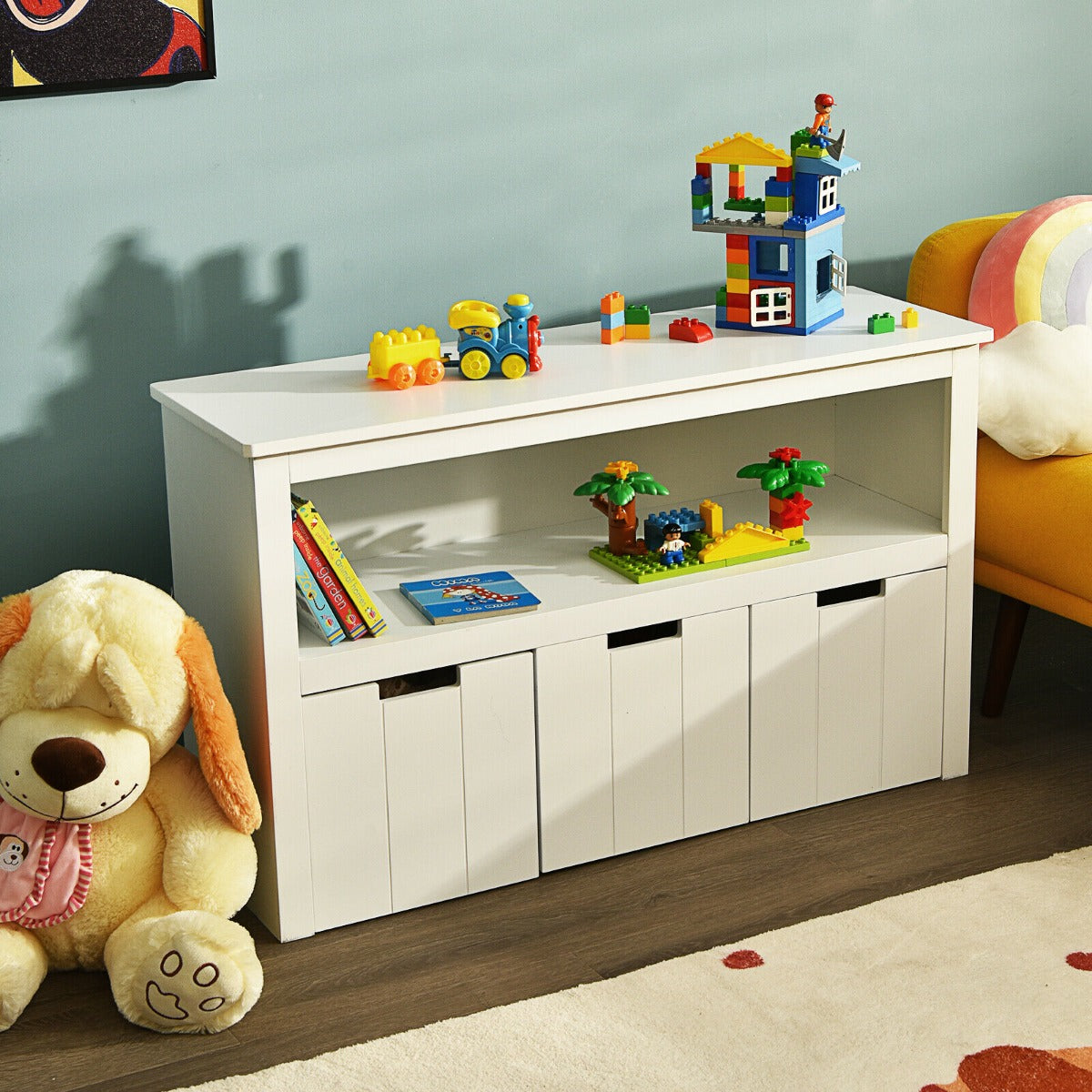 3 Drawer Kids Storage Cabinet with Open Shelf