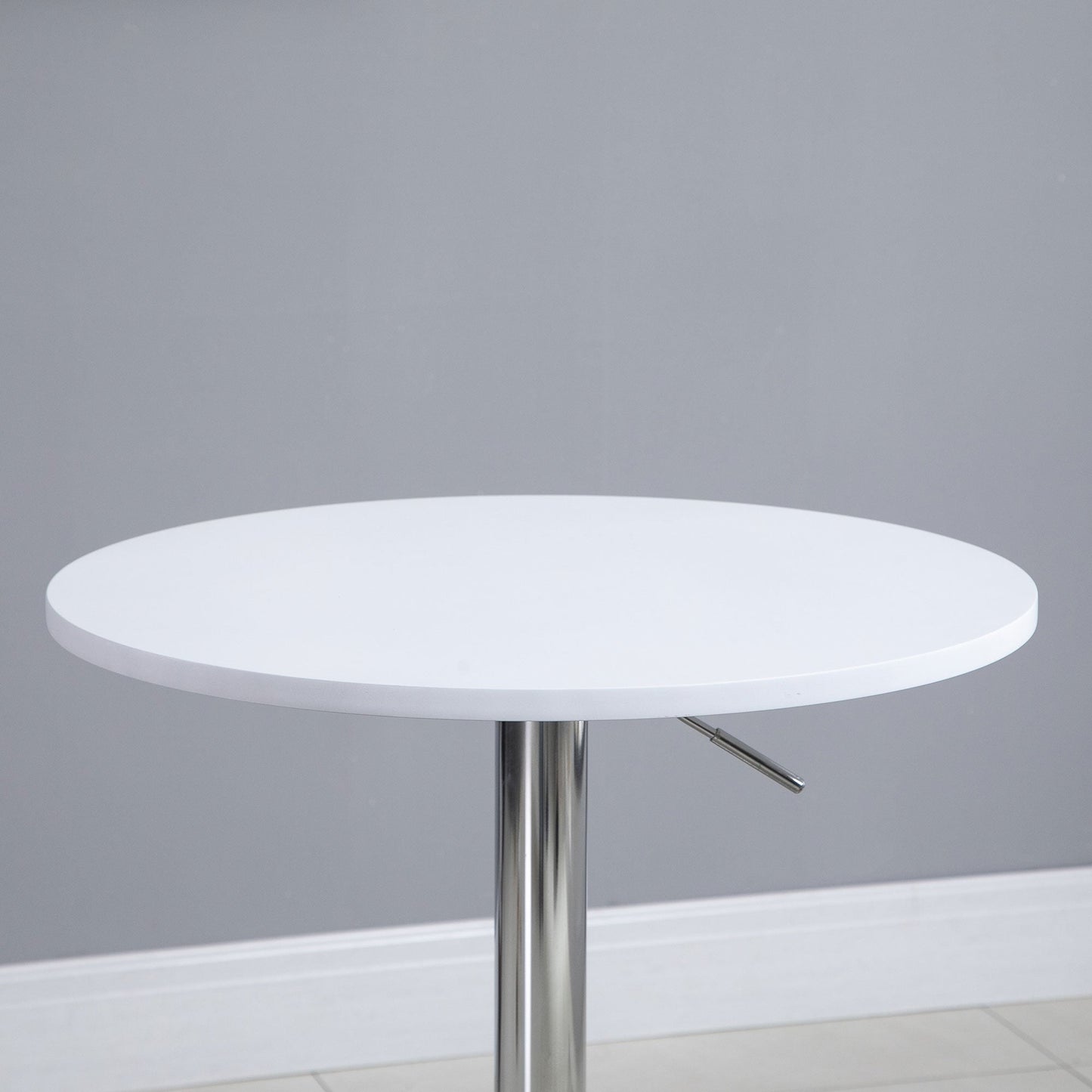 HOMCOM Bar Table 60cm Adjustable Height Round Bistro Table w/ Swivel Top Metal Frame Counter Surface Stylish Kitchen Conservatory White