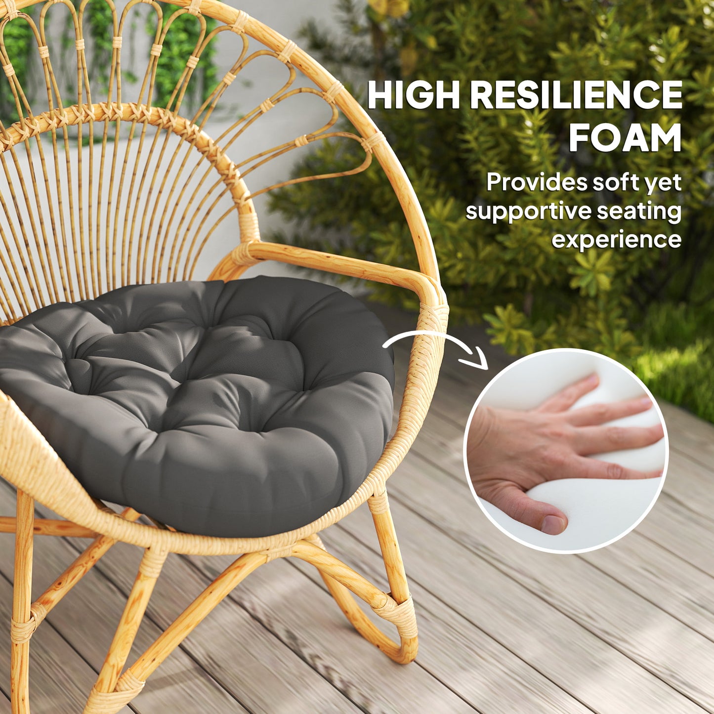 Outsunny Set of Two â60cm Outdoor Cushions - Dark Grey