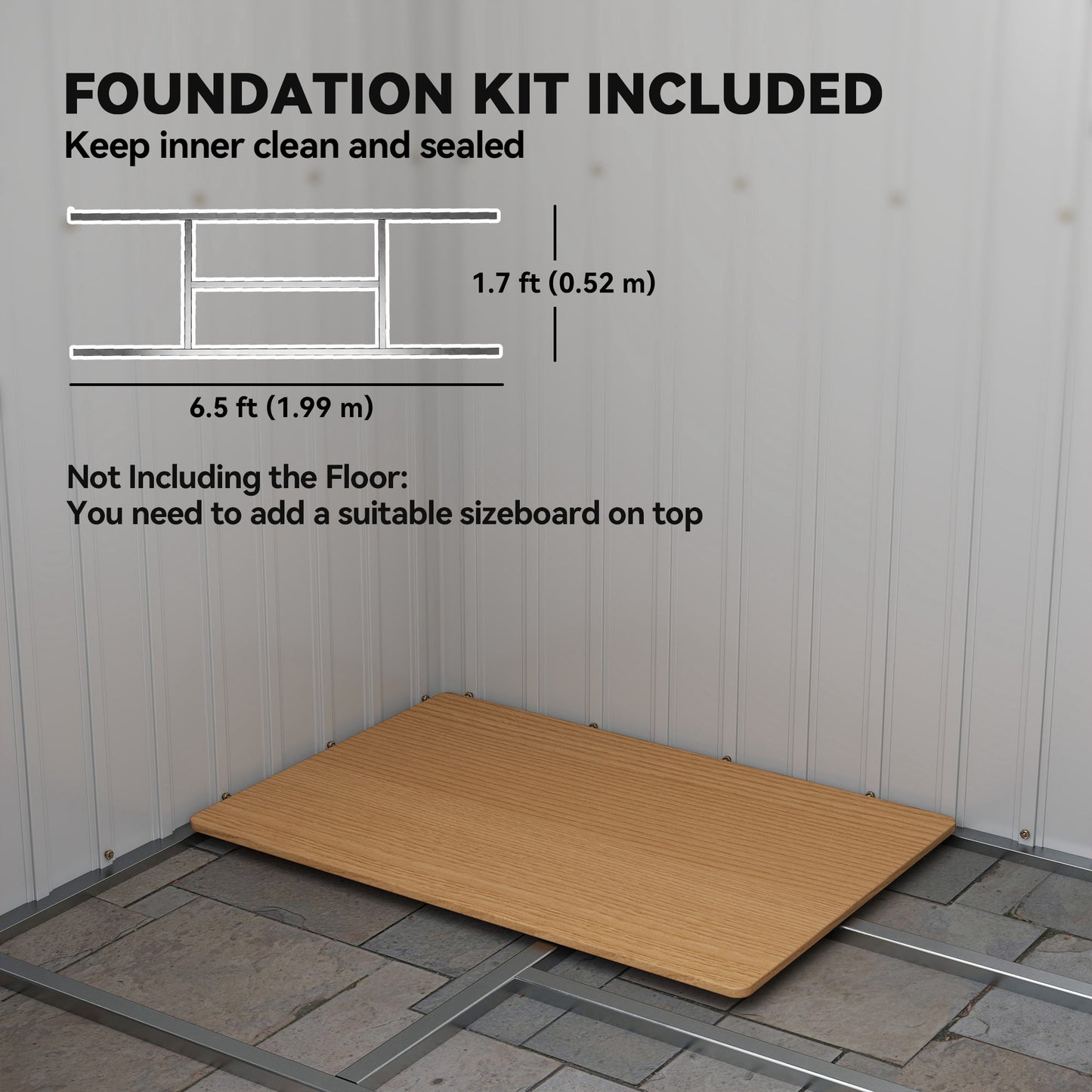 Outsunny 7 x 4ft Galvanised Steel Garden Shed, with Foundation Kit - Dark Grey