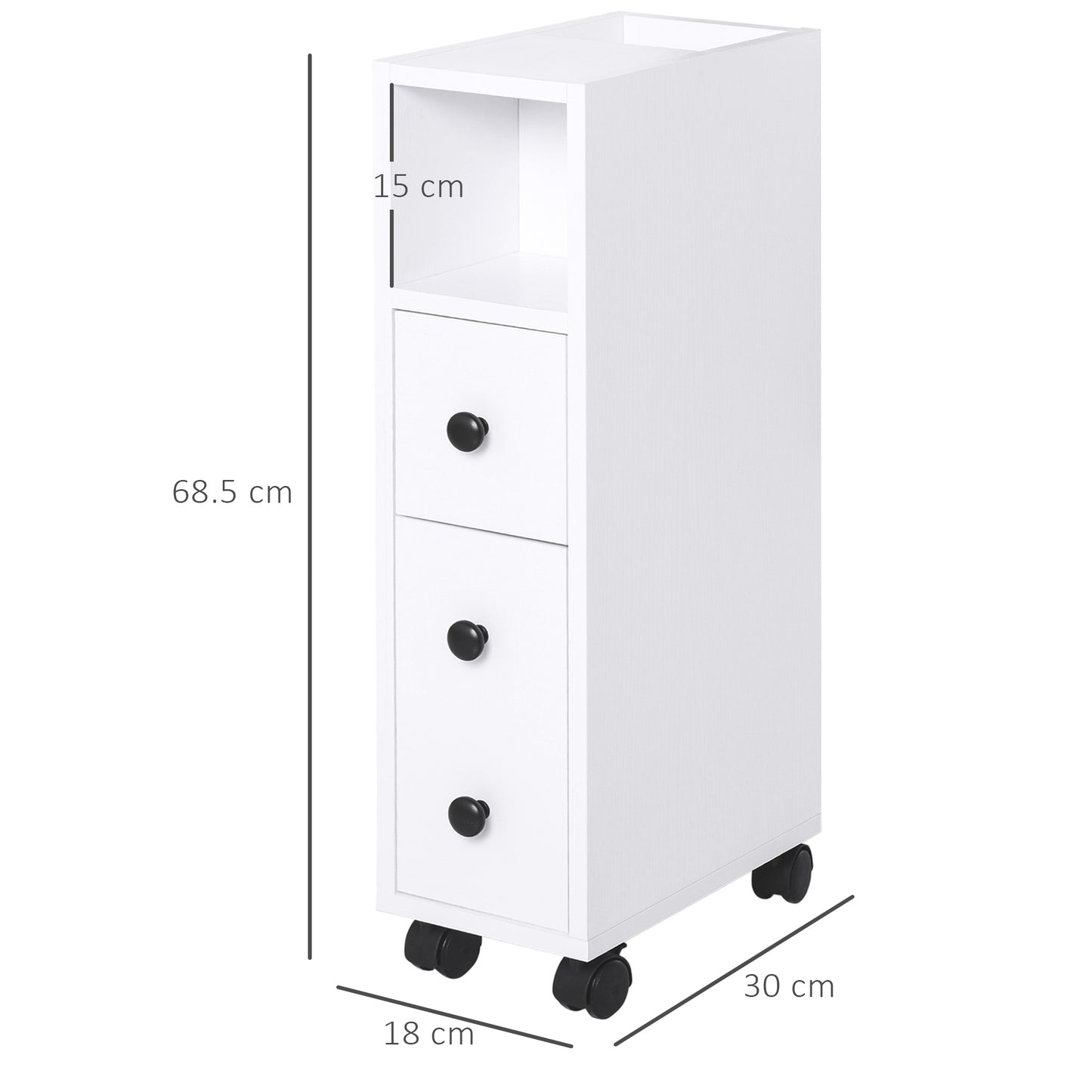 kleankin Slimline Bathroom Storage Cabinet - White