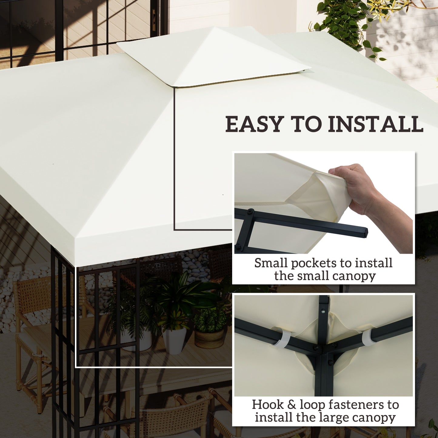 مظلة بديلة من Outsunny Gazebo مقاس 3×3 متر - أبيض كريمي