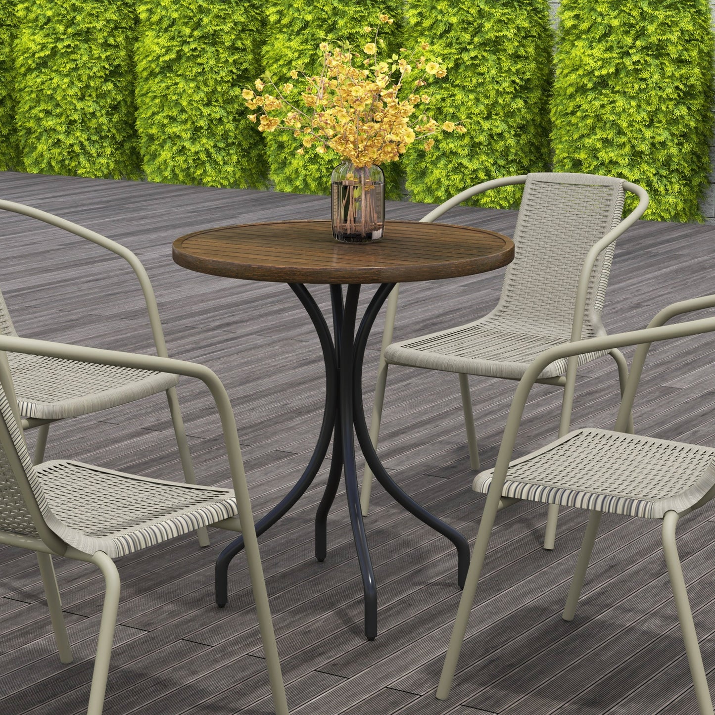 Outsunny 66cm Galvanised Steel Garden Table - Brown