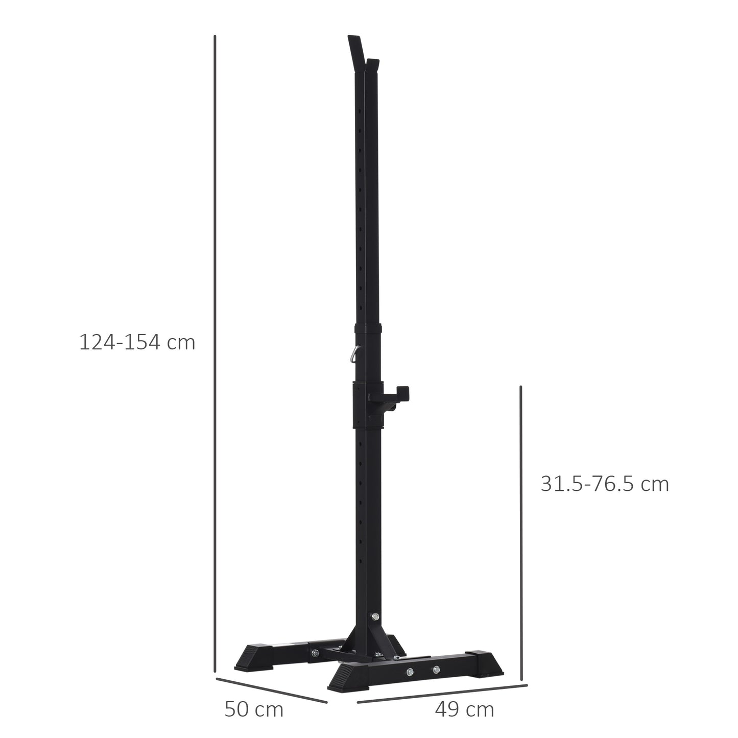 HOMCOM Adjustable Squat Rack, Weight Strength Training Bench Press Rack Weight Bench Supporter for Home Gym Exercise, Max Load 150kg, 124-154cm
