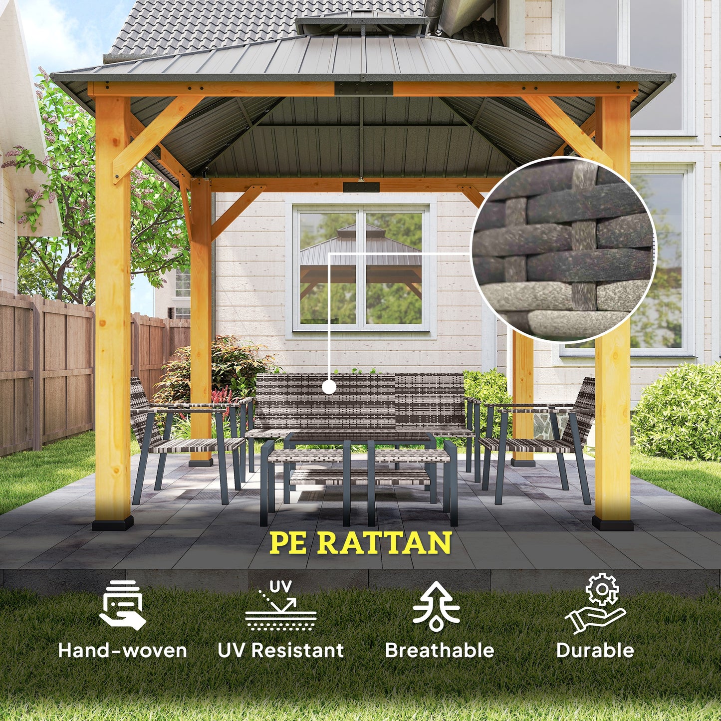 Outsunny Six-Piece Rattan Garden Sofa Set - Grey
