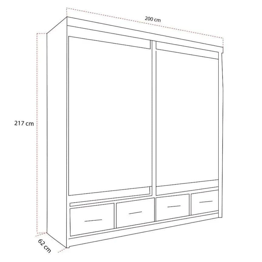 Newry Black Sliding Door Mirrored Wardrobe with Drawers - 150cm and 200cm