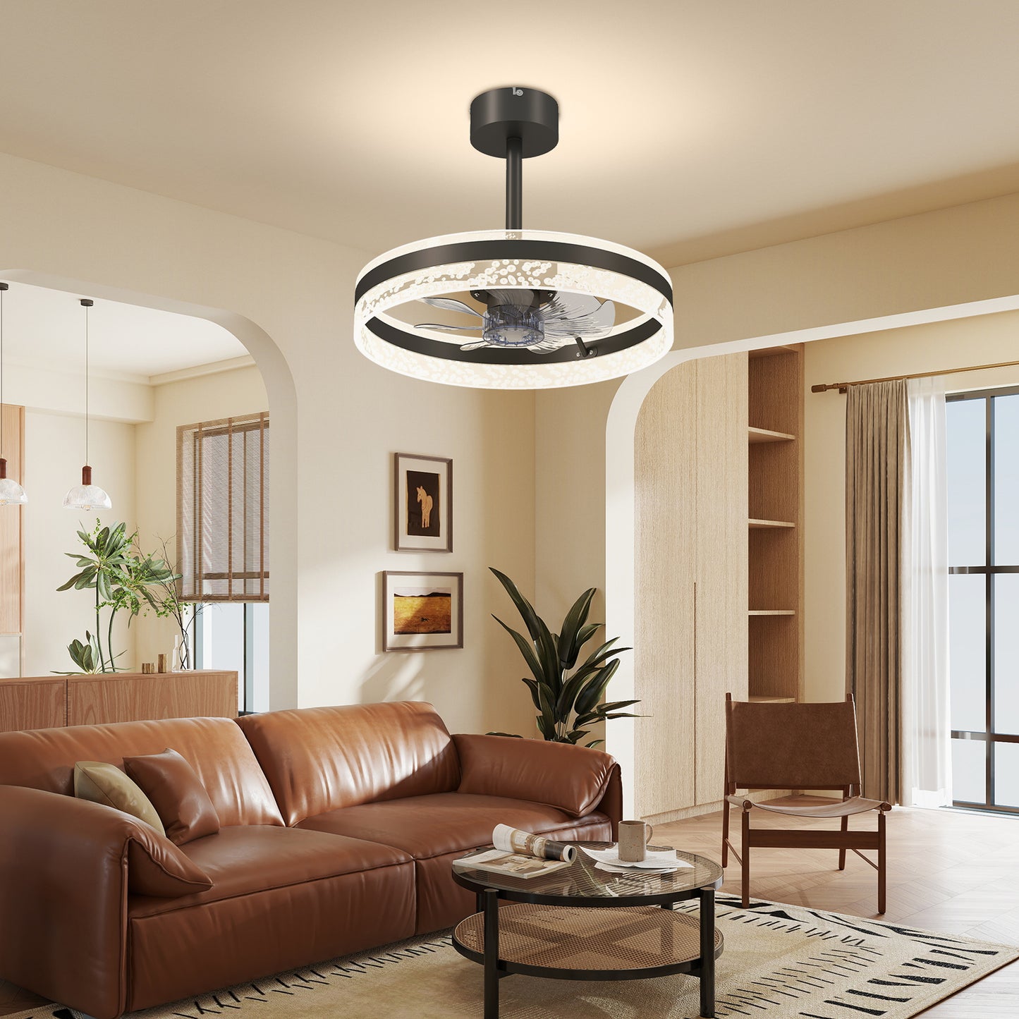 HOMCOM Ceiling Fan with LED Light and Remote - Black
