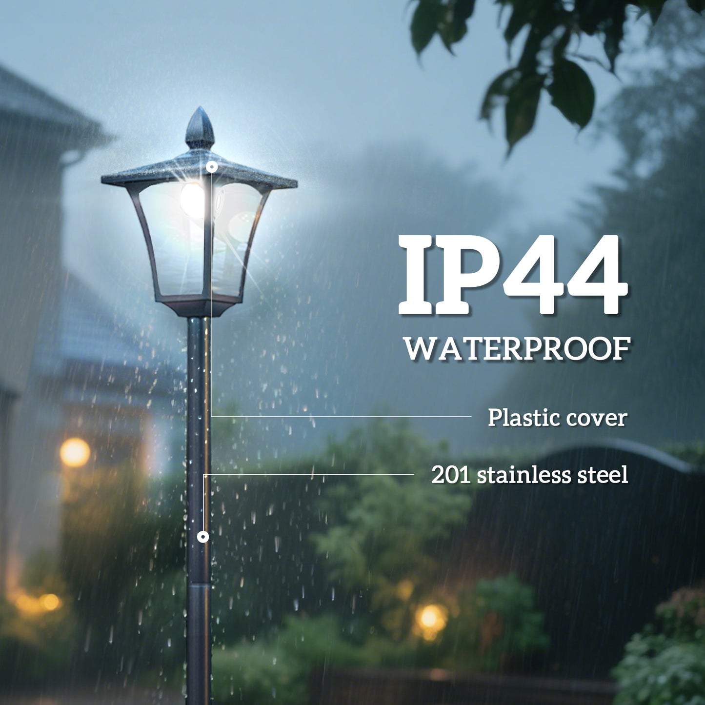 Outsunny Outdoor Garden Solar Post Lamp Sensor Dimmable LED Lantern Bollard Pathway 1.6M Tall – Black
