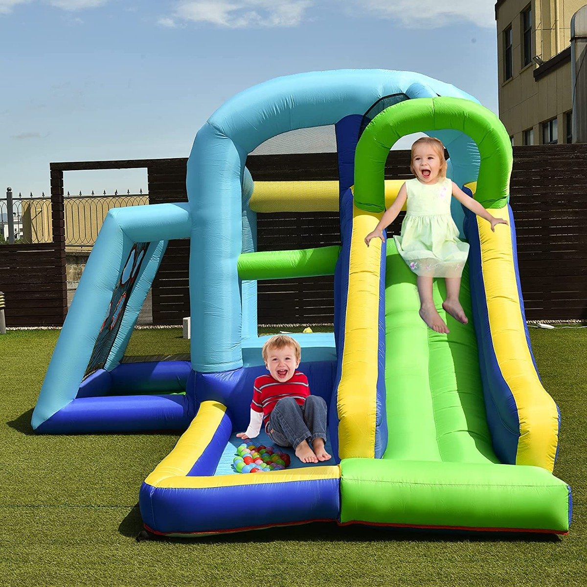 Inflatable Water Bouncy House with Slide and Ball Pit
