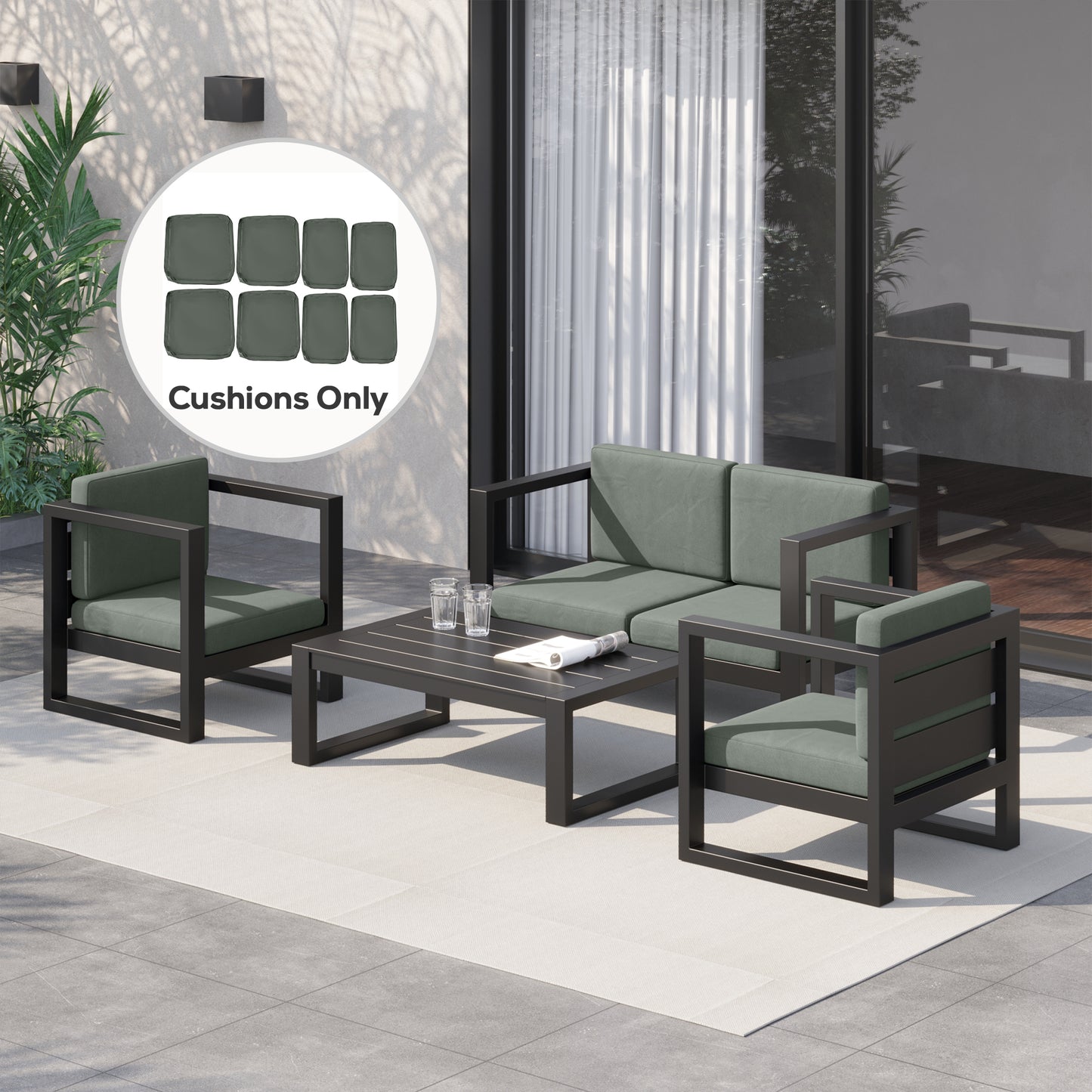 Outsunny Replacement Cushion Cover Garden Rattan Patio Furniture Seat Cover Polyester Outdoor Deep Grey- No Cushion Included