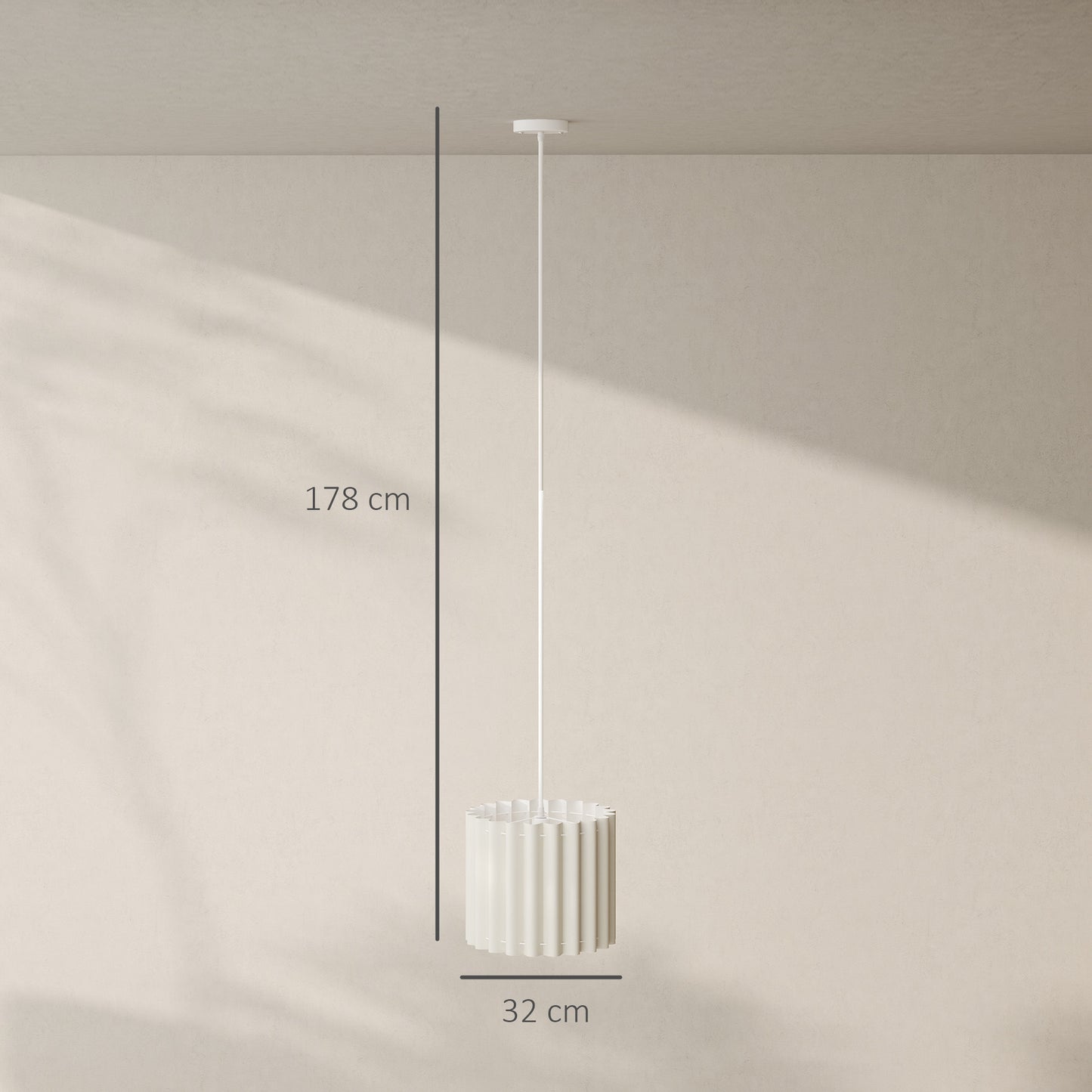 HOMCOM Linen Pendant Light, Modern Wave Ceiling Light Shade, E27 Lampshade for Living Room, Bedroom, Kitchen, Hallway, White