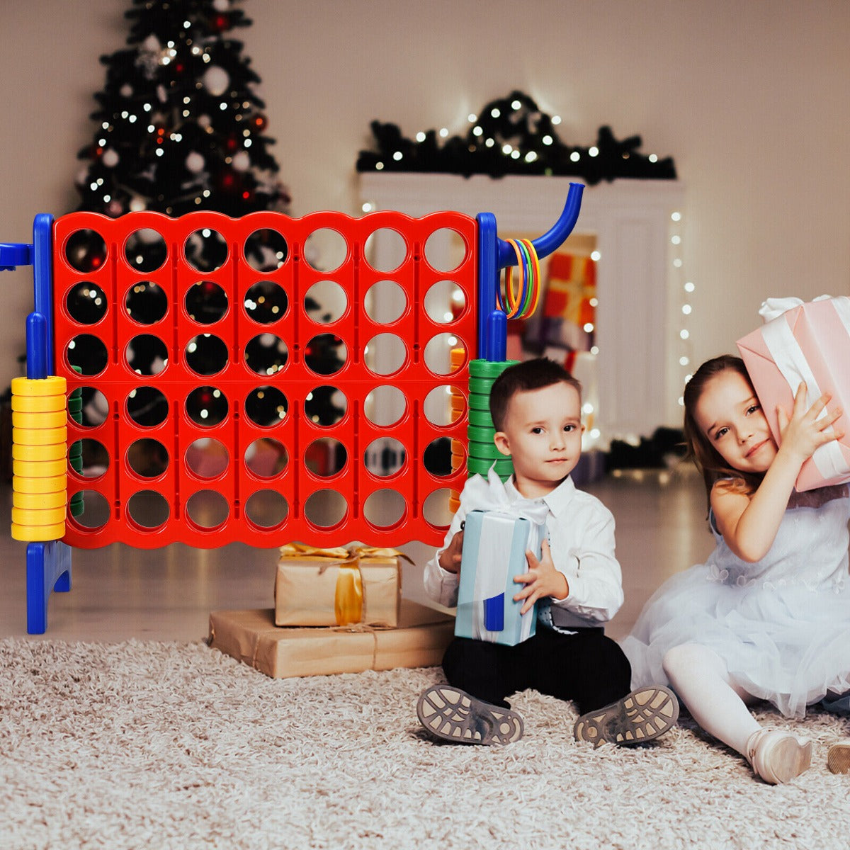 Giant Connect 4 Game Jumbo with 42 Rings-Blue