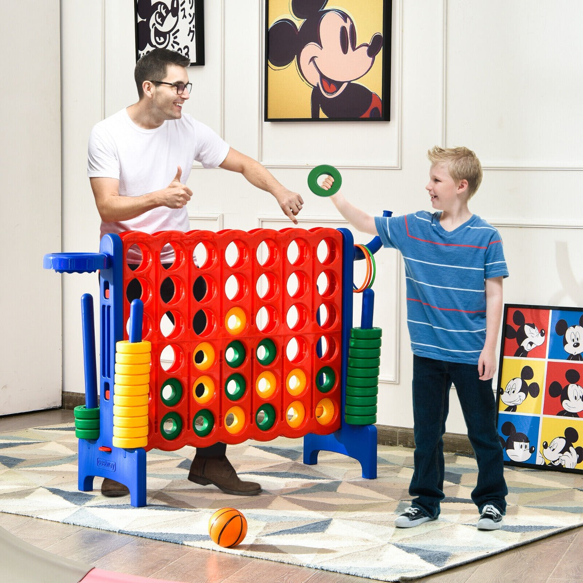 Giant Connect 4 Game Jumbo with 42 Rings-Blue