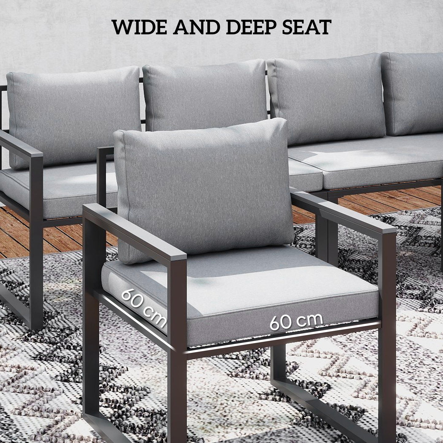Outsunny Six Piece L Shaped Garden Furniture Set with 3 Loveseats - Grey