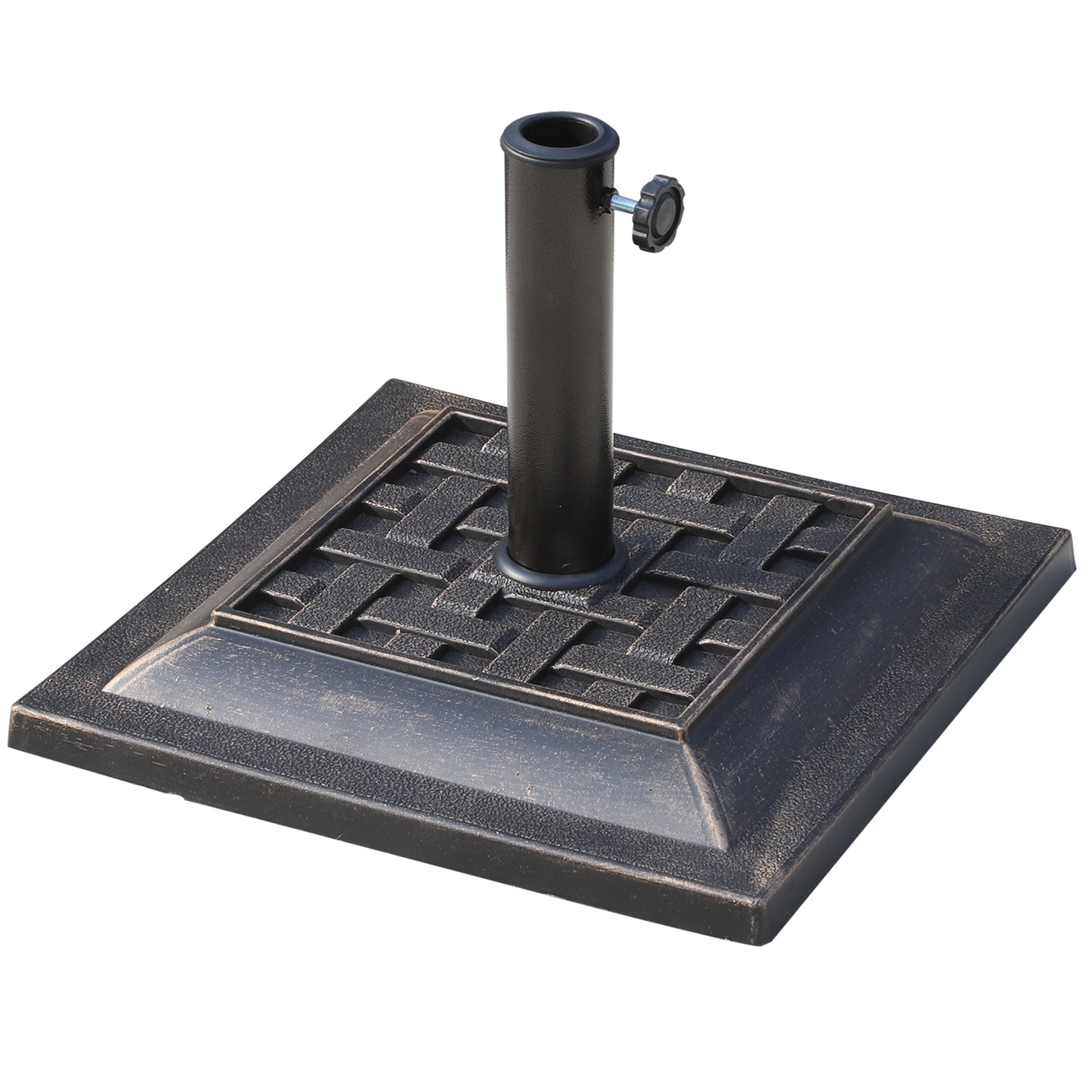 Outsunny 9kg Square Garden Parasol Base Holder Resin Outdoor Market Umbrella Stand with Adjustable Coupler, Bronze