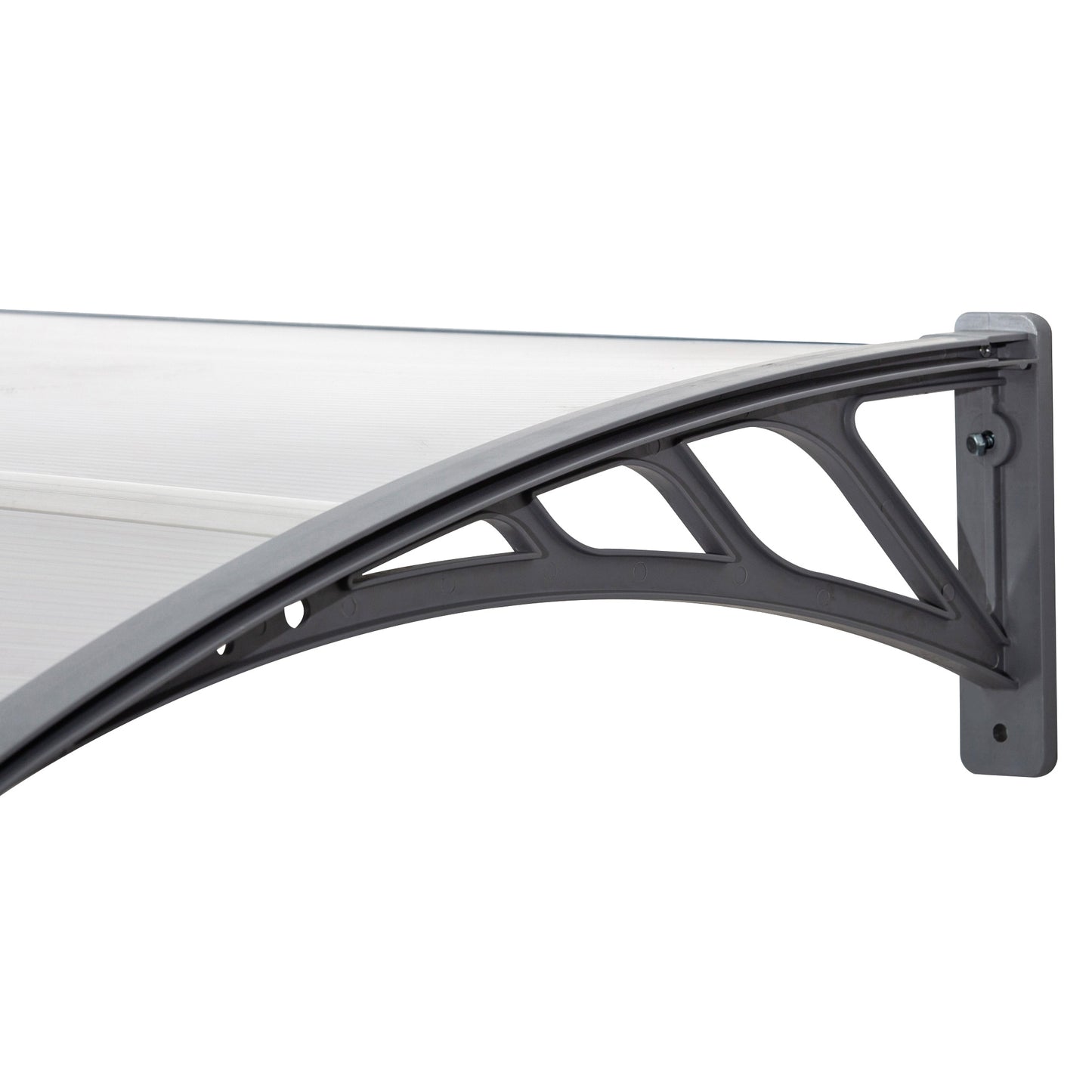Outsunny Front Door Canopy Outdoor Awning Aluminium Rigid Plastic Polycarbonate Rain Shelter UV Water Rain Resistant 196 x 75cm Clear