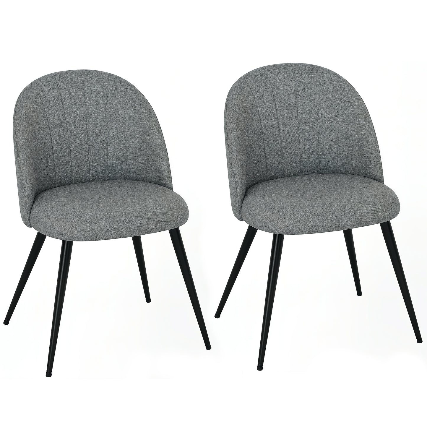 HOMCOM Velvet Dining Chairs Set of 2, Modern Upholstered Kitchen Chairs with Metal Legs, Shell Backrest and Padded Seat for Dining Room, Bedroom, Living Room, Vanity, Grey