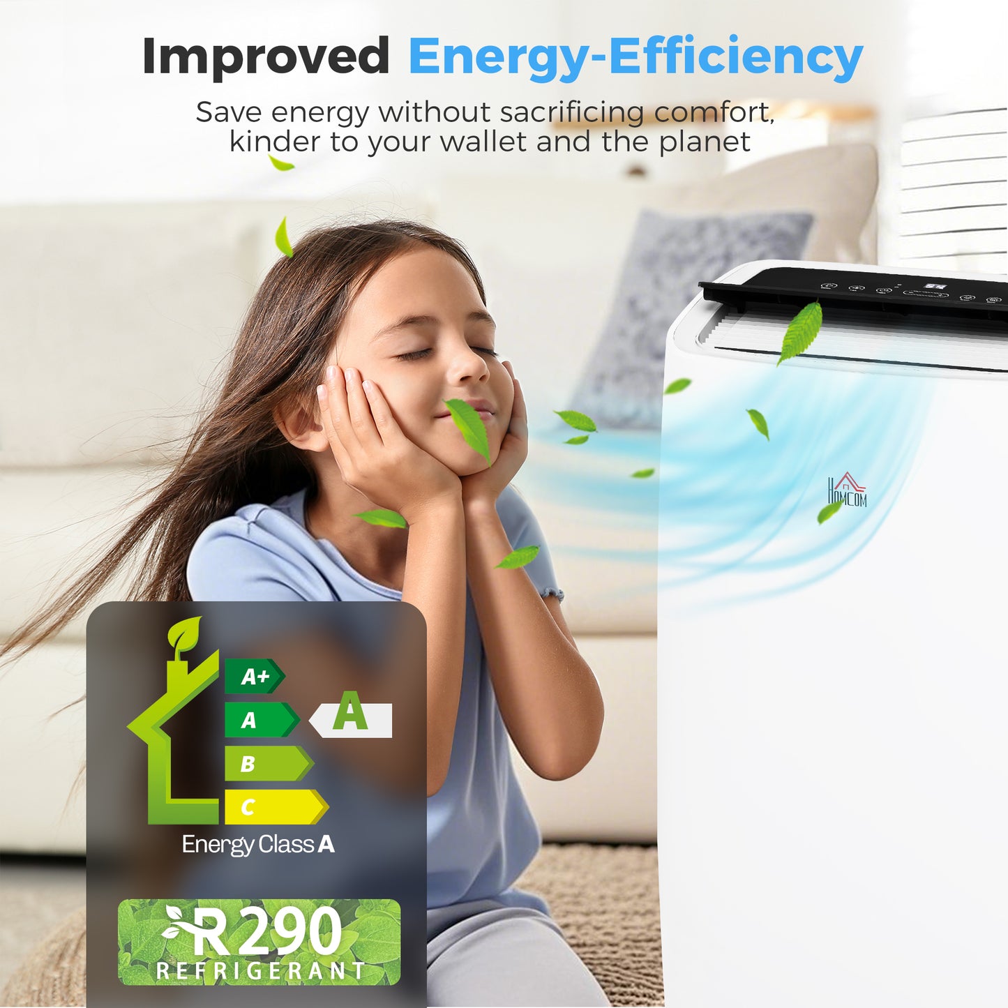 HOMCOM Portable Air Conditioner 14000 BTU, 4-in-1 Air Conditioning Unit, Dehumidifier, Cooling, Fan, Sleep Mode with 3 Speeds, Remote Control, LED Display, 24H Timer, Window Kit, Children Lock, 40m²