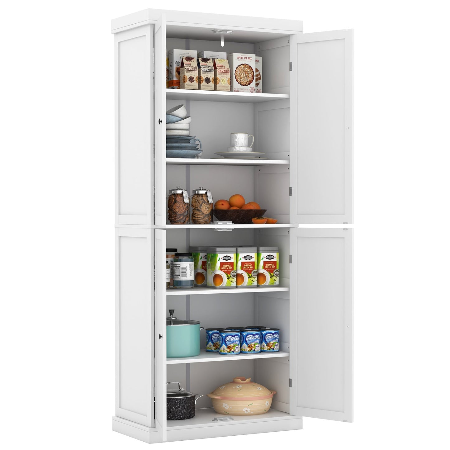 4 Door Freestanding Kitchen Pantry Buffet Cabinet-White
