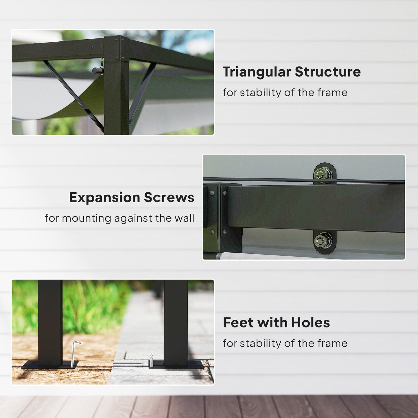 Outsunny 3 x 3(m) Outdoor Pergola with Retractable Canopy - Grey