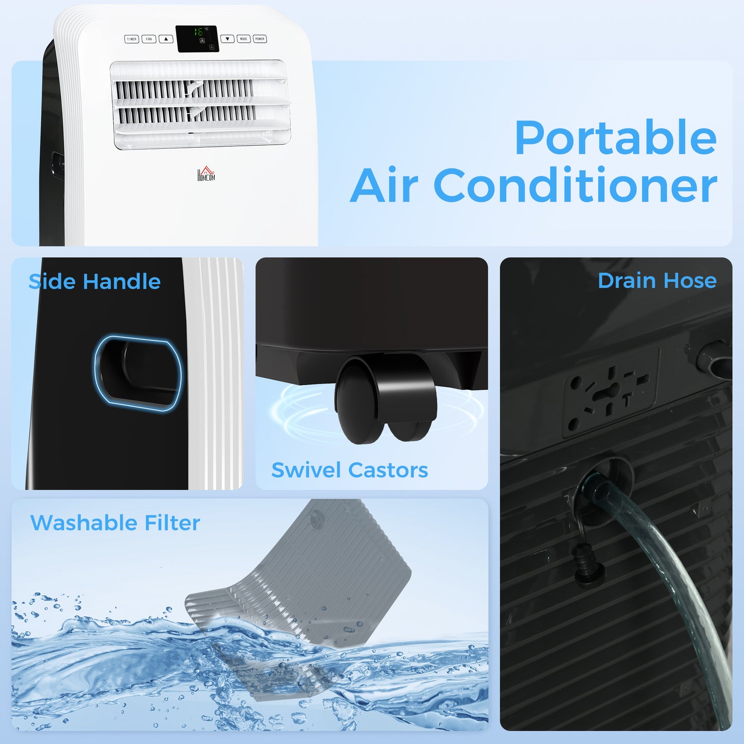 HOMCOM 12,000 BTU Three Mode Portable Air Conditioner - White