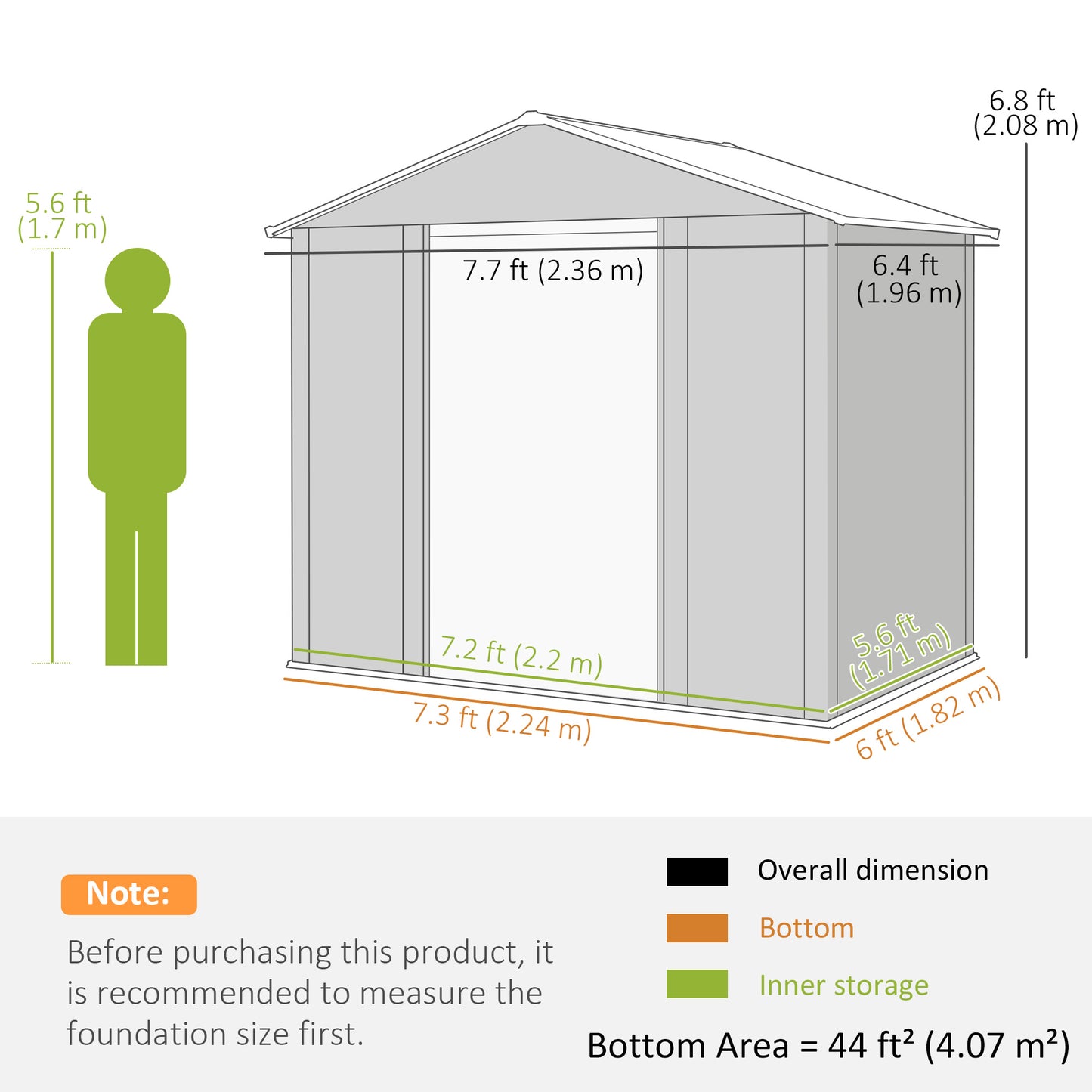 Outsunny 8 x 6ft Garden Storage Shed with Sliding Door - Brown Wood Effect