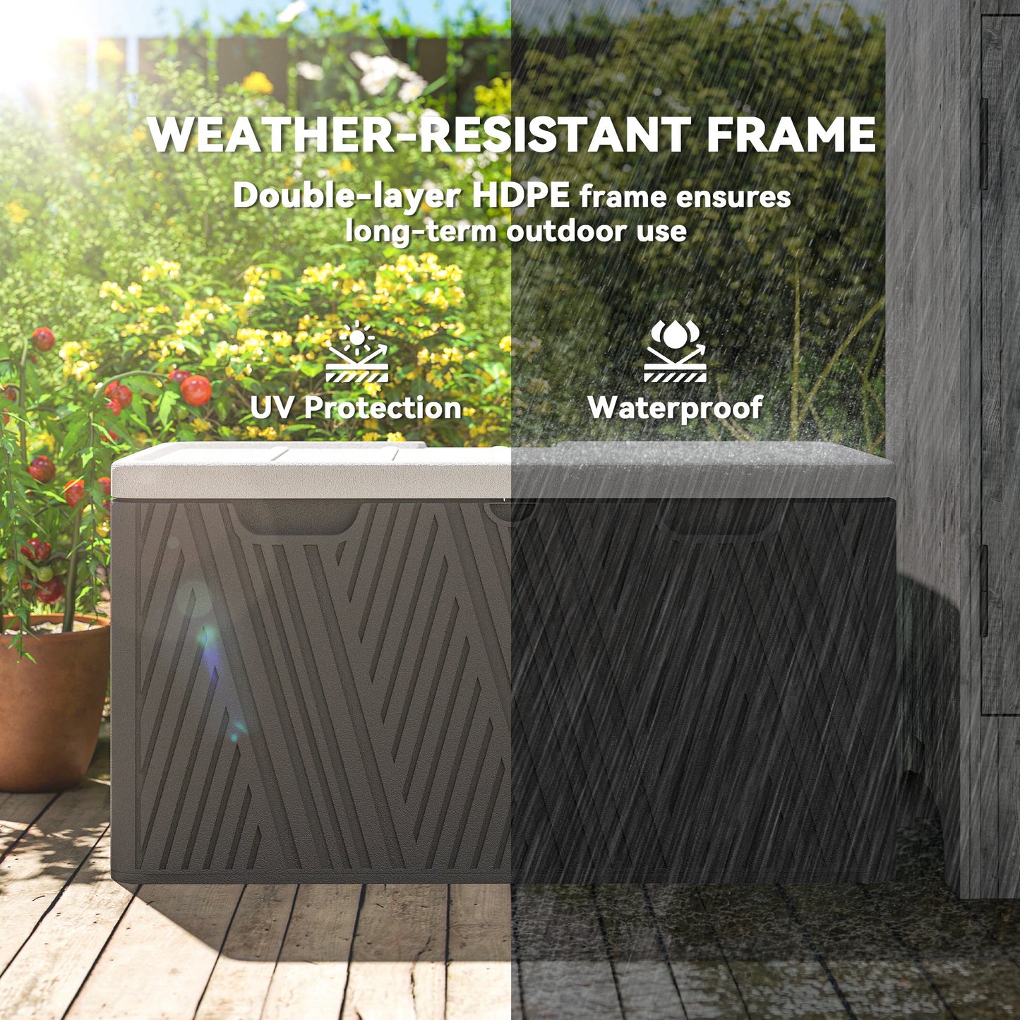 Outsunny 380L Waterproof Outdoor Storage Box, with Lockable Lid - Black