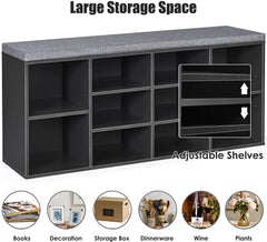 Large Shoe bench / Open Storage Bench-Grey