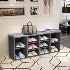 Large Shoe bench / Open Storage Bench-Grey