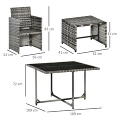 Outsunny 8-Seater Rattan Furniture Set Wicker Weave Patio Dining Table Seat