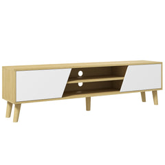 HOMCOM Scandinavian-Style TV Cabinet, with Storage - Wood-Effect/White