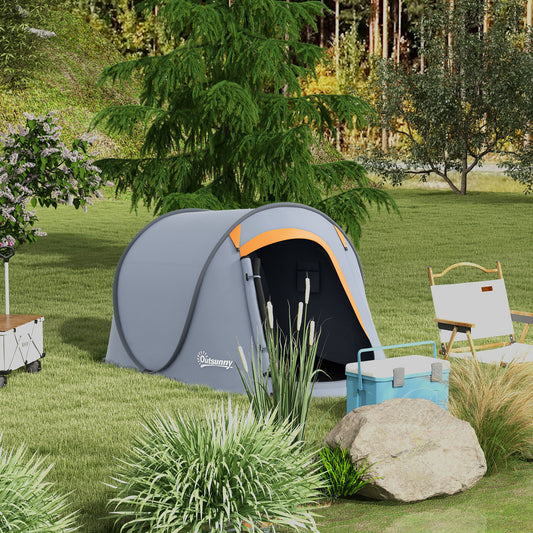 Outsunny Two-Man Pop-Up Dome Tent, with Accessories - Grey