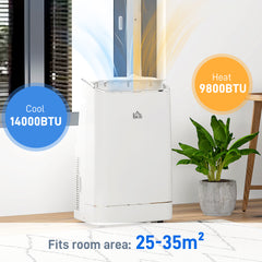 HOMCOM 14000 BTU Mobile Air Conditioner, Smart Home WiFi Compatible, with Heater, Cooler, Dehumidifier, Fan, 24H Timer